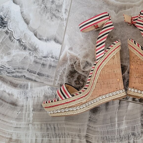 Jessica Simpson Alinda Ankle Strap Studded Heel Wedge - Picture 2 of 6